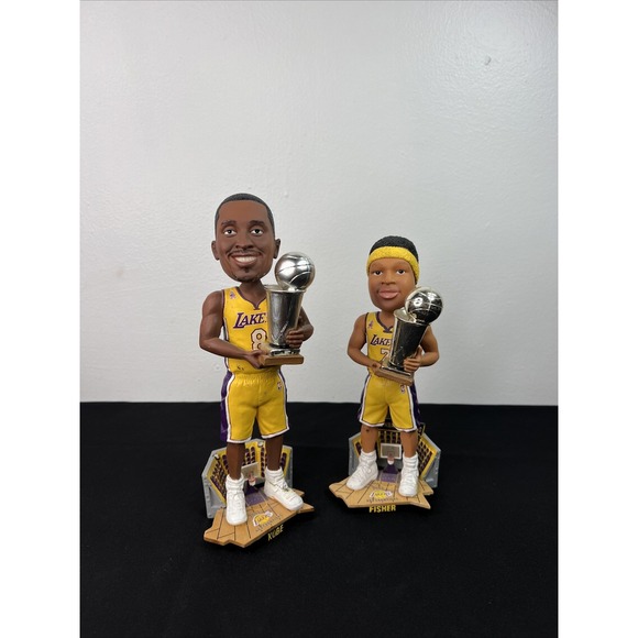 2002 NBA Lakers Kobe,Fisher Trophies Back 2 Bobbleheads